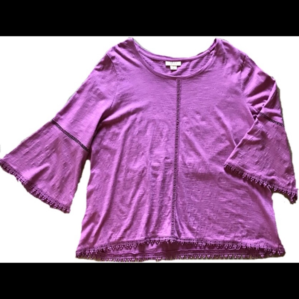 Style & Co, Boho 3/4 Bell Sleeve Top, XL